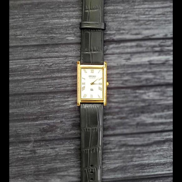 SQ Slim Dial New Batt & Movt Men's Gold White Tank Dress Watch USA Seller🌟 - Picture 1 of 5
